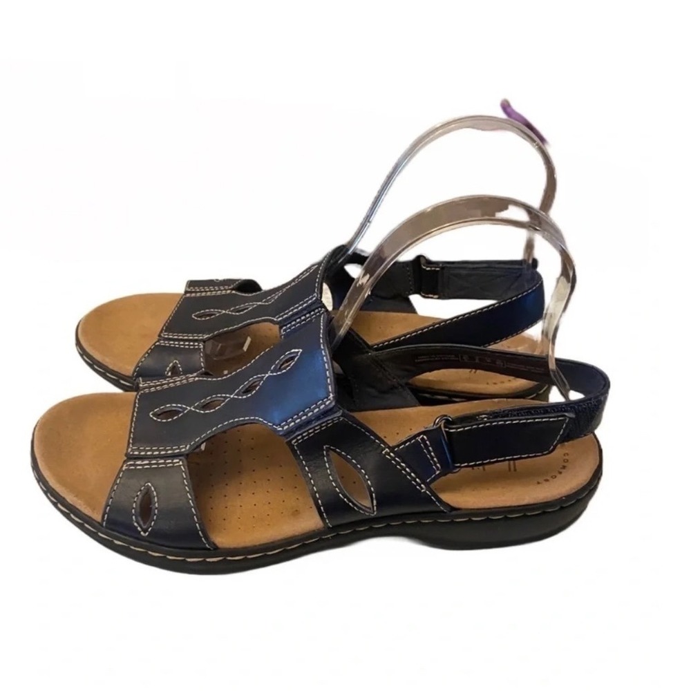 Clarks Navy Blue Leather Slingback Sandals